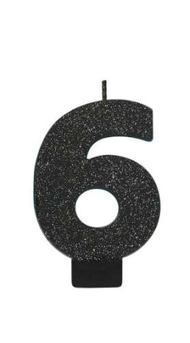 Sparkly Black Candle - No 6 - Click Image to Close